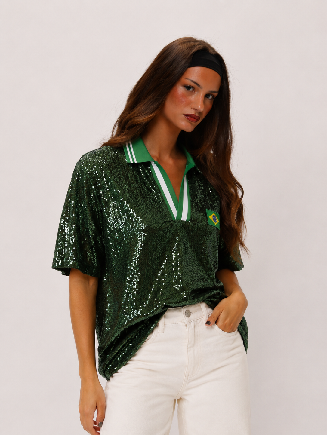 Blusa Polo Paetê Brasil ✨🇧🇷