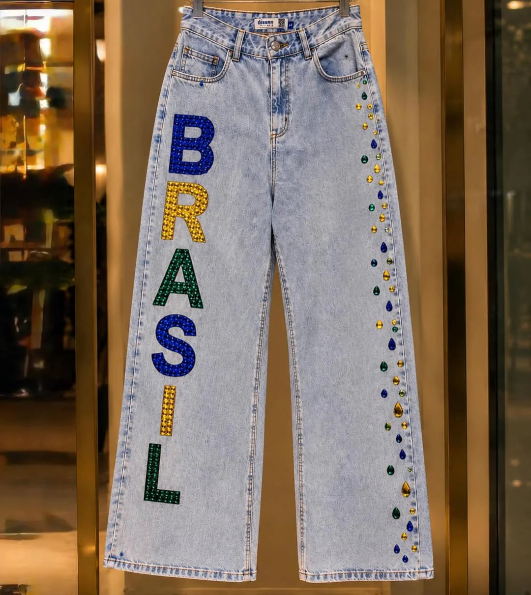 Calça Jeans Wide Leg Brasil Shine