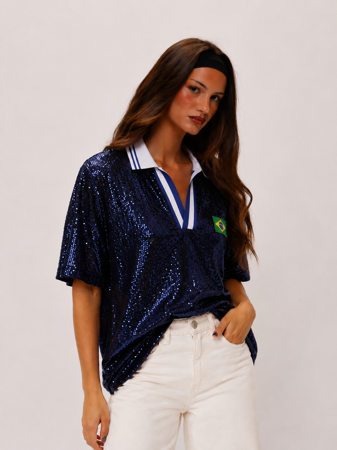 Blusa Polo Paetê Brasil ✨🇧🇷