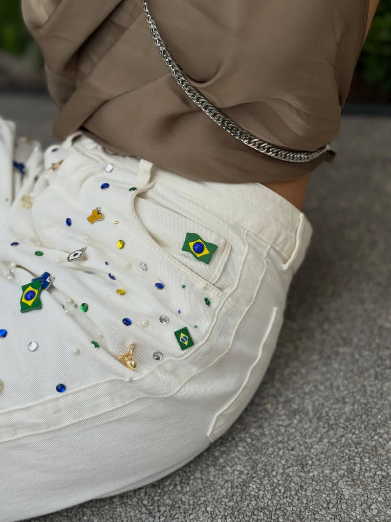 Calça Jeans Brasil Mini Ícones